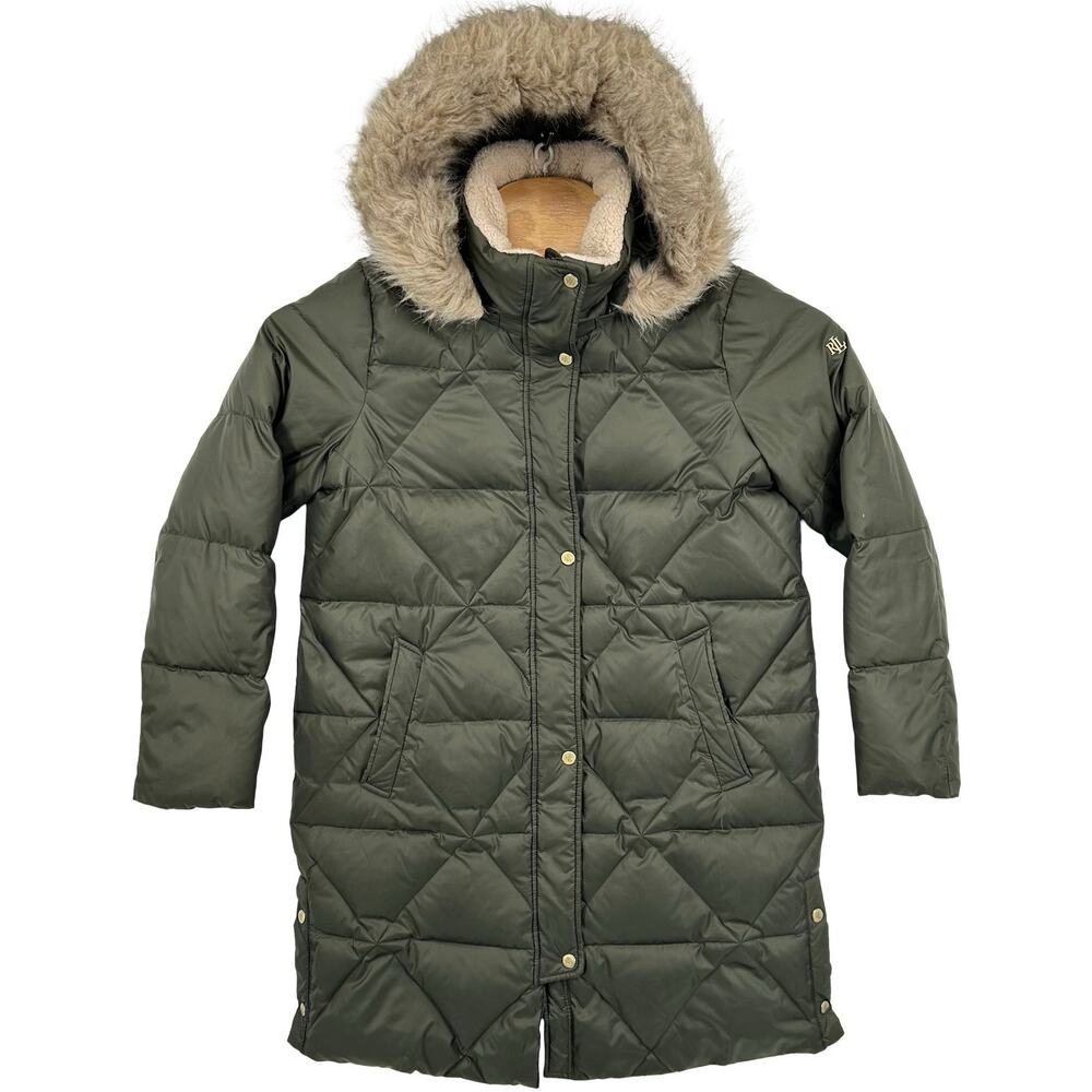 Women's Green Lauren by Ralph Lauren Waterfowl Feather Down Puffer Jacket Sz M